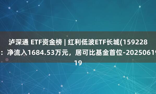 泸深通 ETF资金榜 | 红利低波ETF长城(159228)：净流入1684.53万元，居可比基金首位-20250619