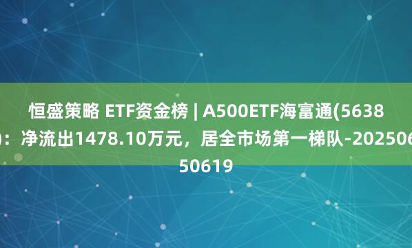 恒盛策略 ETF资金榜 | A500ETF海富通(563860)：净流出1478.10万元，居全市场第一梯队-20250619